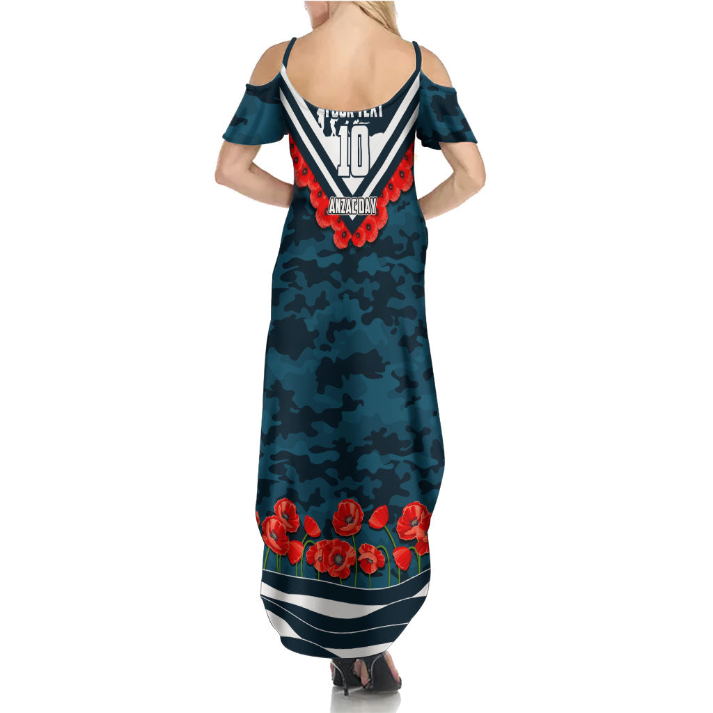 Personalised Carlton Blues ANZAC Summer Maxi Dress Military Remembrance Australian Football Mascot Camouflage
