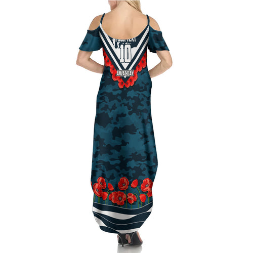 Personalised Carlton Blues ANZAC Summer Maxi Dress Military Remembrance Australian Football Mascot Camouflage
