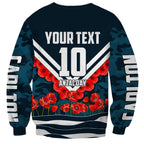 Personalised Carlton Blues ANZAC Sweatshirt Military Remembrance Australian Football Mascot Camouflage