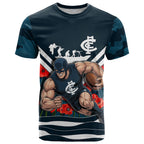 Personalised Carlton Blues ANZAC T Shirt Military Remembrance Australian Football Mascot Camouflage