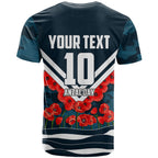 Personalised Carlton Blues ANZAC T Shirt Military Remembrance Australian Football Mascot Camouflage
