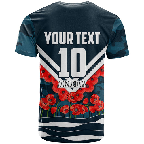 Personalised Carlton Blues ANZAC T Shirt Military Remembrance Australian Football Mascot Camouflage