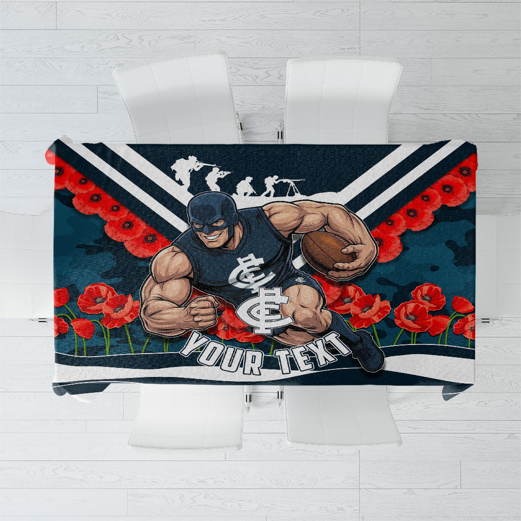 Personalised Carlton Blues ANZAC Tablecloth Military Remembrance Australian Football Mascot Camouflage