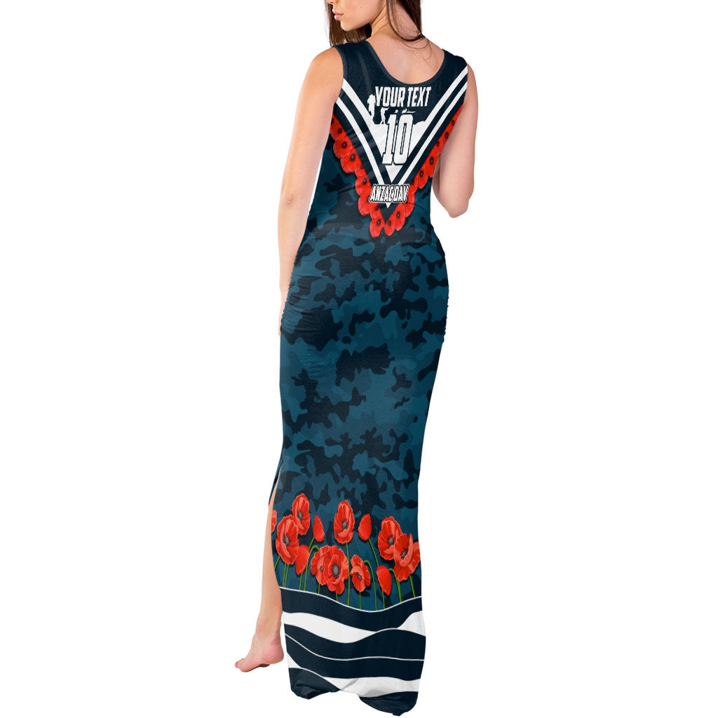 Personalised Carlton Blues ANZAC Tank Maxi Dress Military Remembrance Australian Football Mascot Camouflage