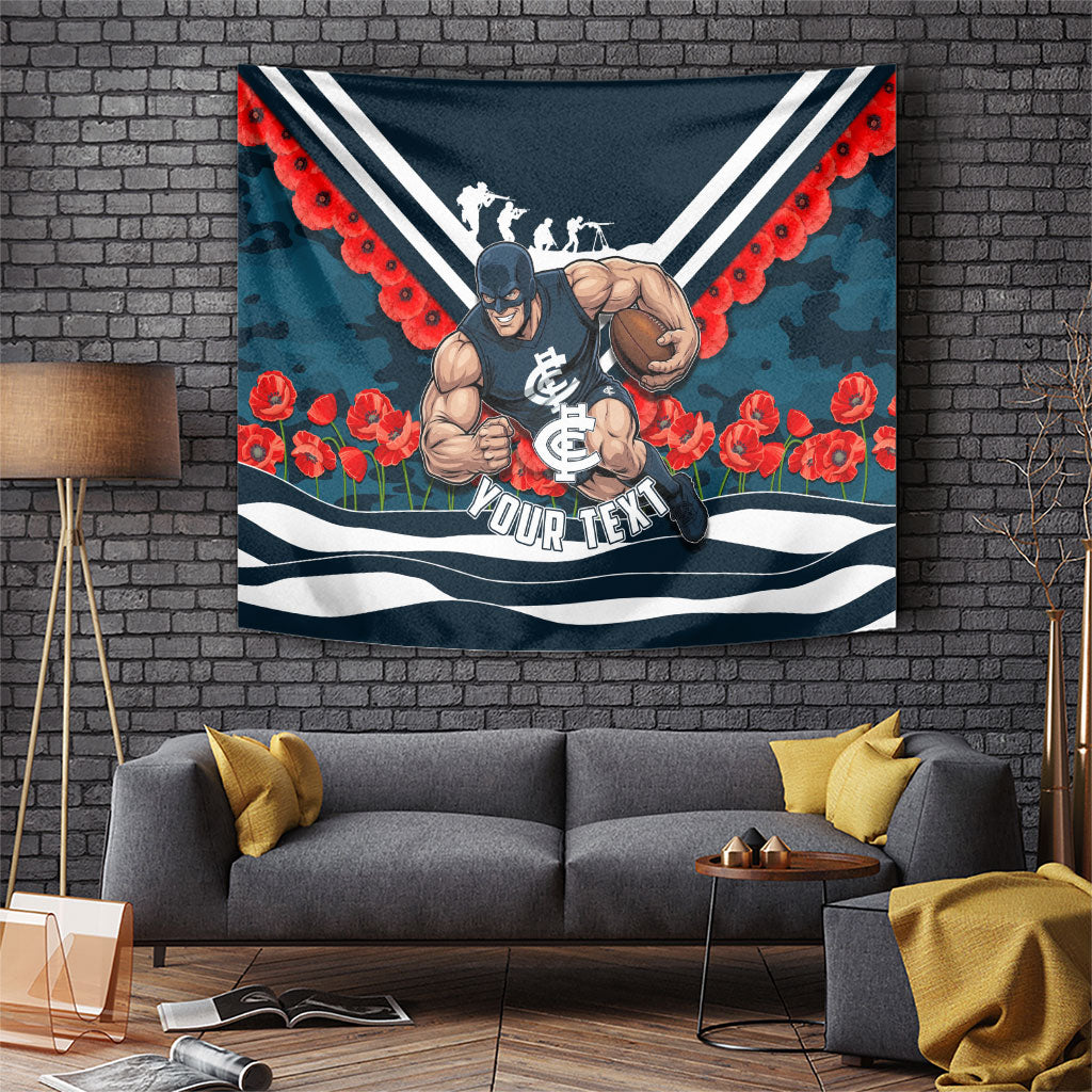 Personalised Carlton Blues ANZAC Tapestry Military Remembrance Australian Football Mascot Camouflage