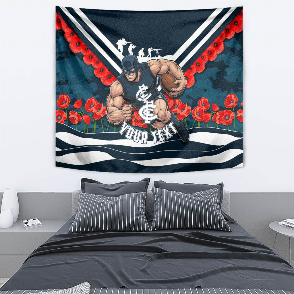 Personalised Carlton Blues ANZAC Tapestry Military Remembrance Australian Football Mascot Camouflage