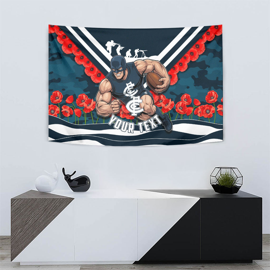 Personalised Carlton Blues ANZAC Tapestry Military Remembrance Australian Football Mascot Camouflage