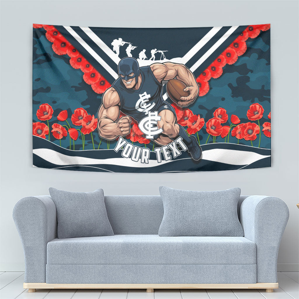 Personalised Carlton Blues ANZAC Tapestry Military Remembrance Australian Football Mascot Camouflage