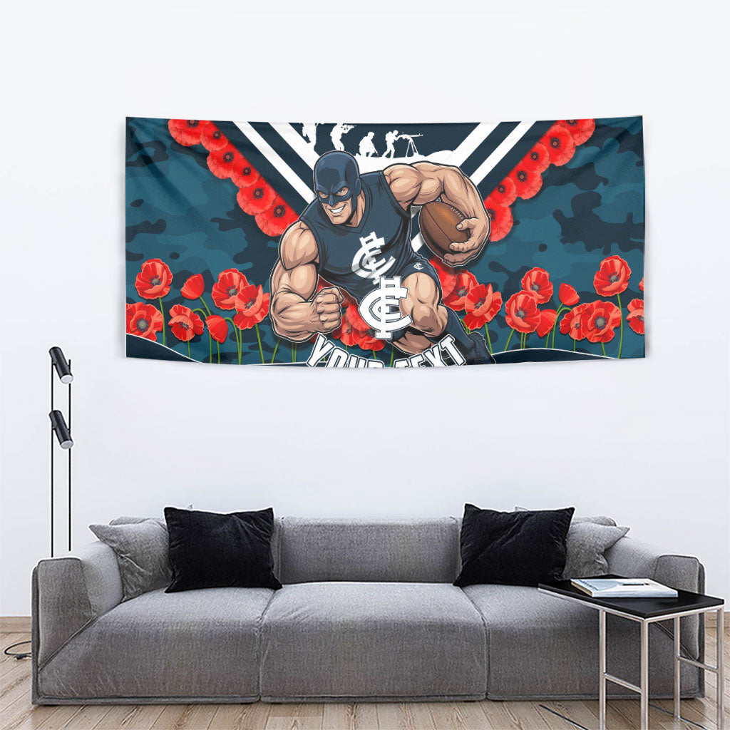 Personalised Carlton Blues ANZAC Tapestry Military Remembrance Australian Football Mascot Camouflage