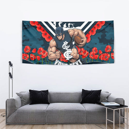 Personalised Carlton Blues ANZAC Tapestry Military Remembrance Australian Football Mascot Camouflage