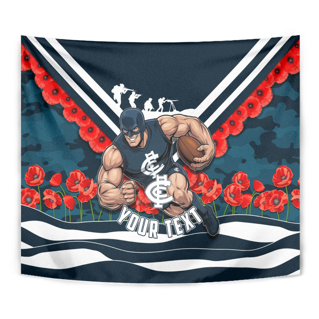 Personalised Carlton Blues ANZAC Tapestry Military Remembrance Australian Football Mascot Camouflage