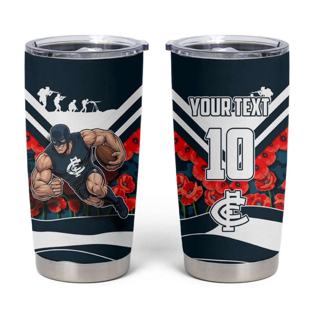 Personalised Carlton Blues ANZAC Tumbler Cup Military Remembrance Australian Football Mascot Camouflage