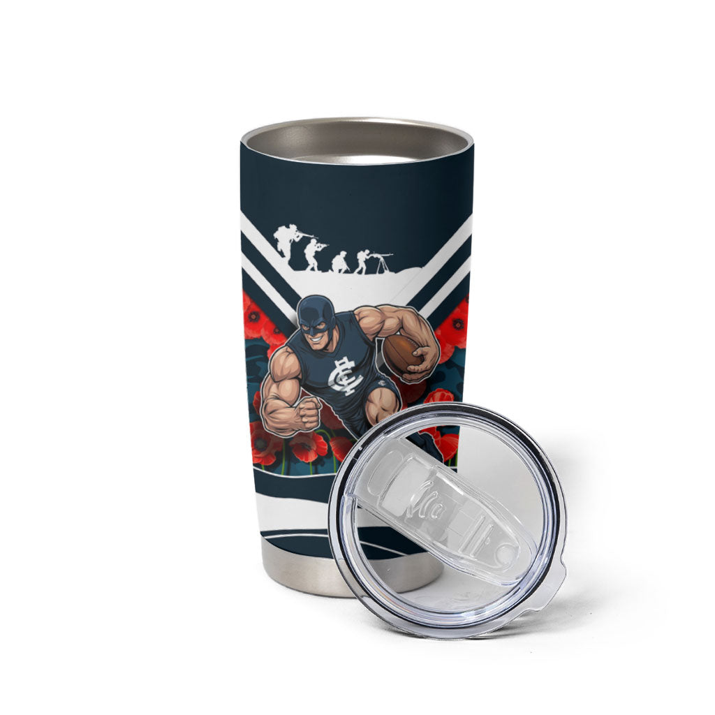 Personalised Carlton Blues ANZAC Tumbler Cup Military Remembrance Australian Football Mascot Camouflage