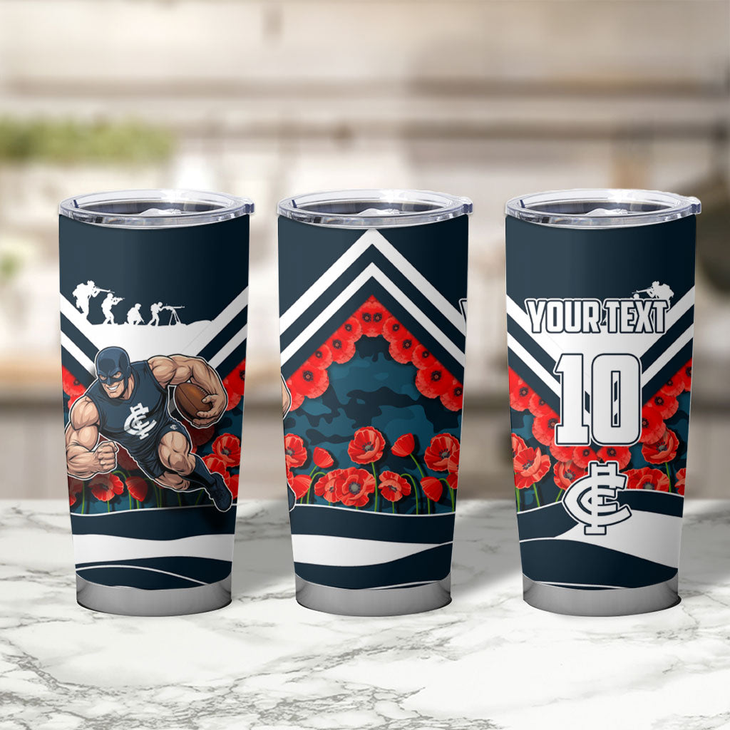 Personalised Carlton Blues ANZAC Tumbler Cup Military Remembrance Australian Football Mascot Camouflage