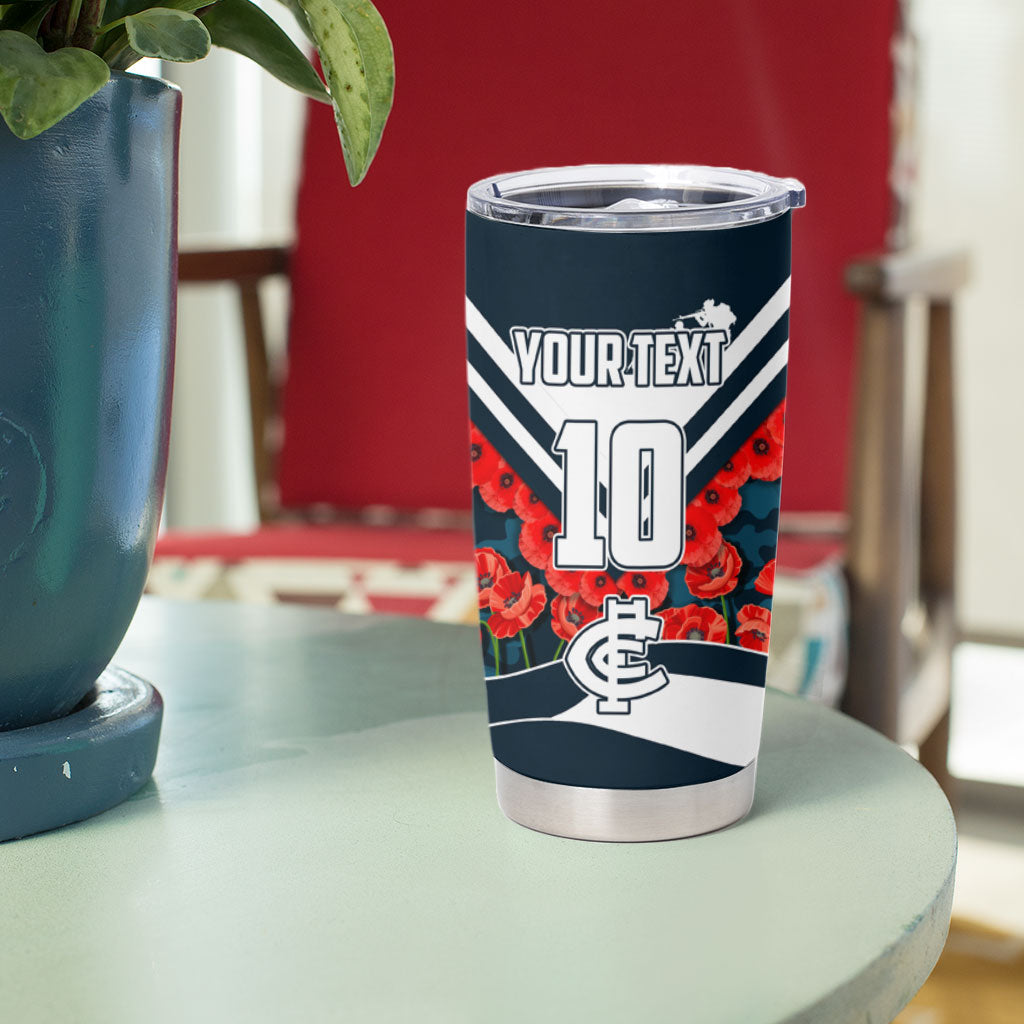 Personalised Carlton Blues ANZAC Tumbler Cup Military Remembrance Australian Football Mascot Camouflage