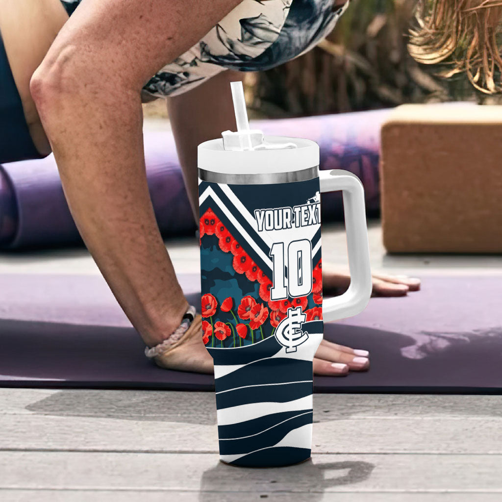 Personalised Carlton Blues ANZAC Tumbler With Handle Military Remembrance Australian Football Mascot Camouflage