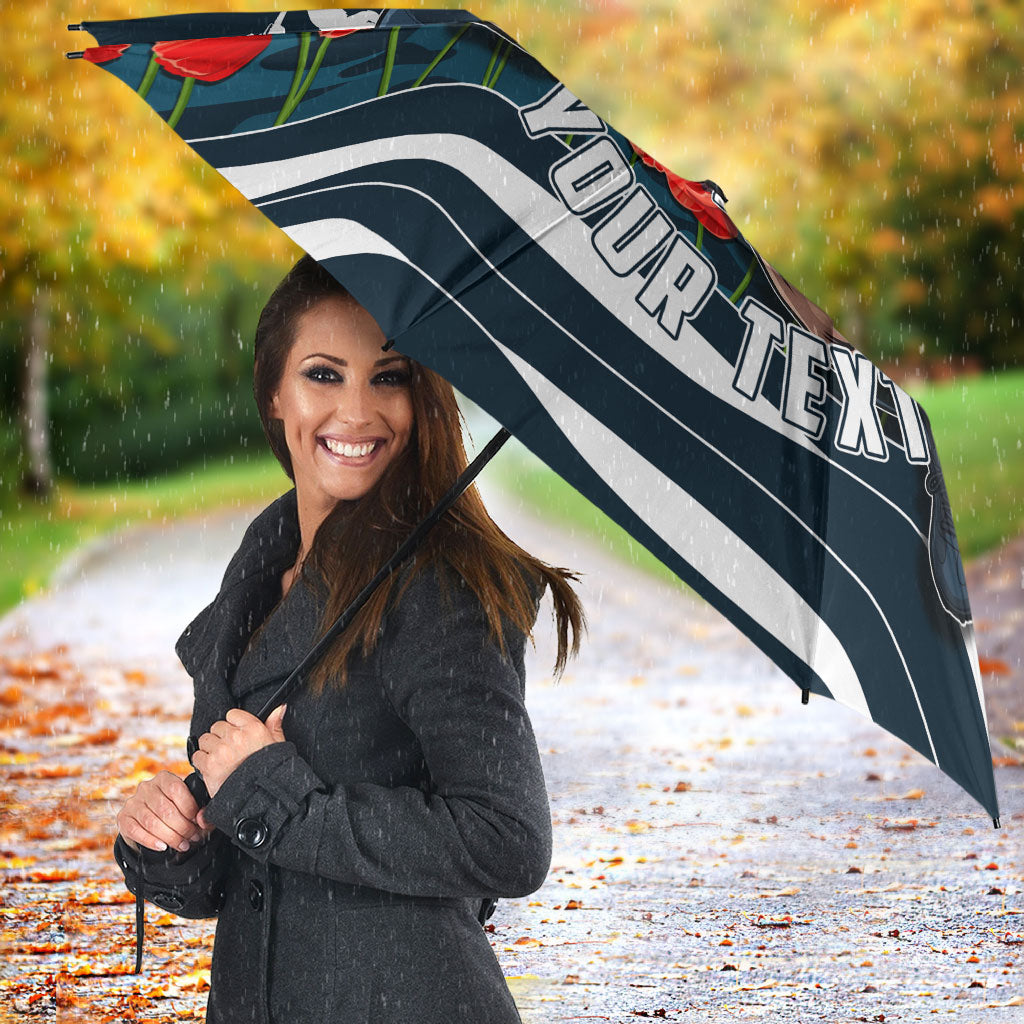 Personalised Carlton Blues ANZAC Umbrella Military Remembrance Australian Football Mascot Camouflage