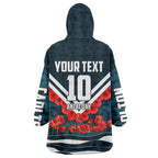Personalised Carlton Blues ANZAC Wearable Blanket Hoodie Military Remembrance Australian Football Mascot Camouflage