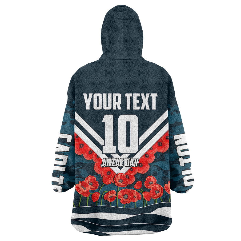 Personalised Carlton Blues ANZAC Wearable Blanket Hoodie Military Remembrance Australian Football Mascot Camouflage