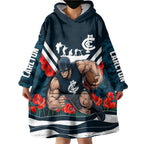 Personalised Carlton Blues ANZAC Wearable Blanket Hoodie Military Remembrance Australian Football Mascot Camouflage