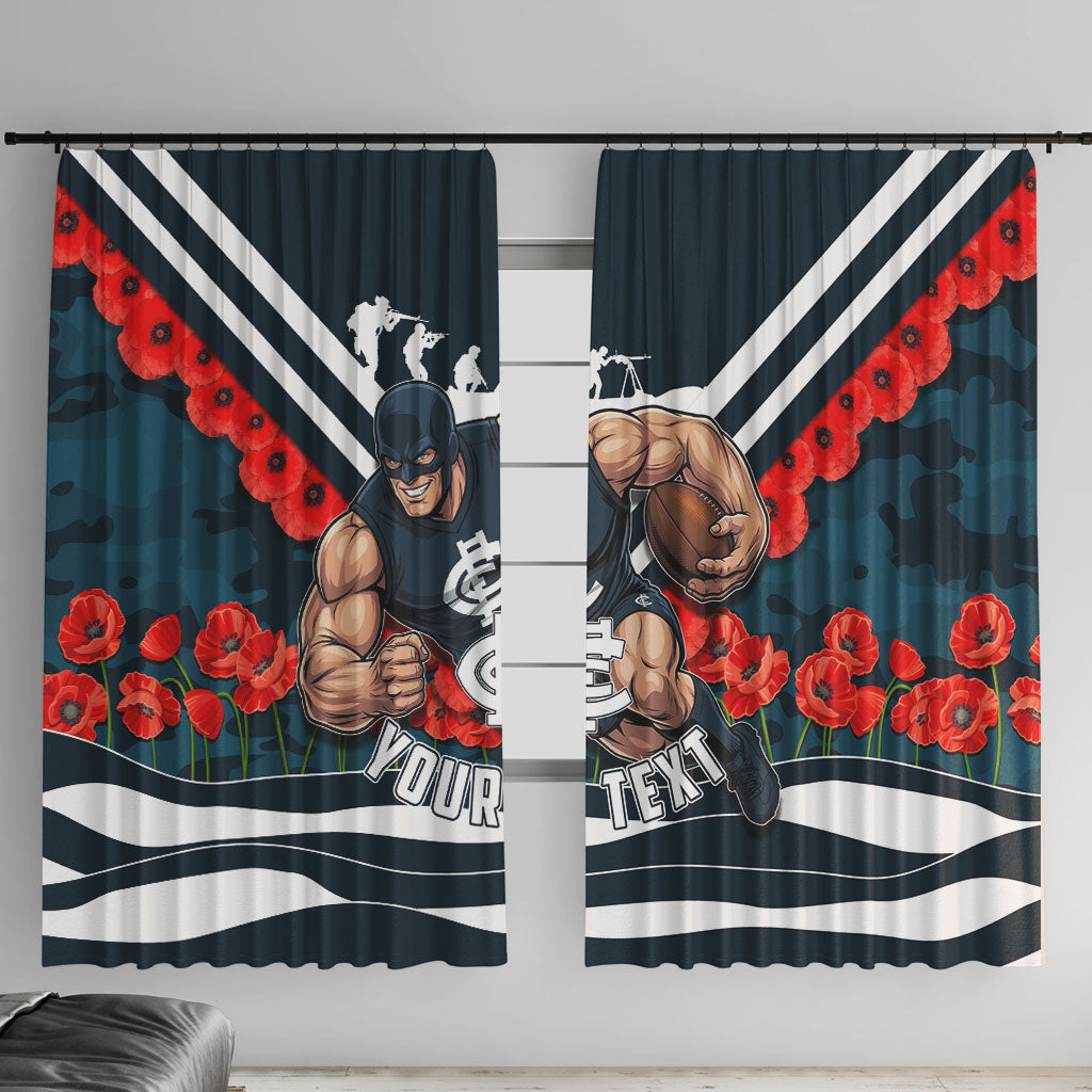 Personalised Carlton Blues ANZAC Window Curtain Military Remembrance Australian Football Mascot Camouflage