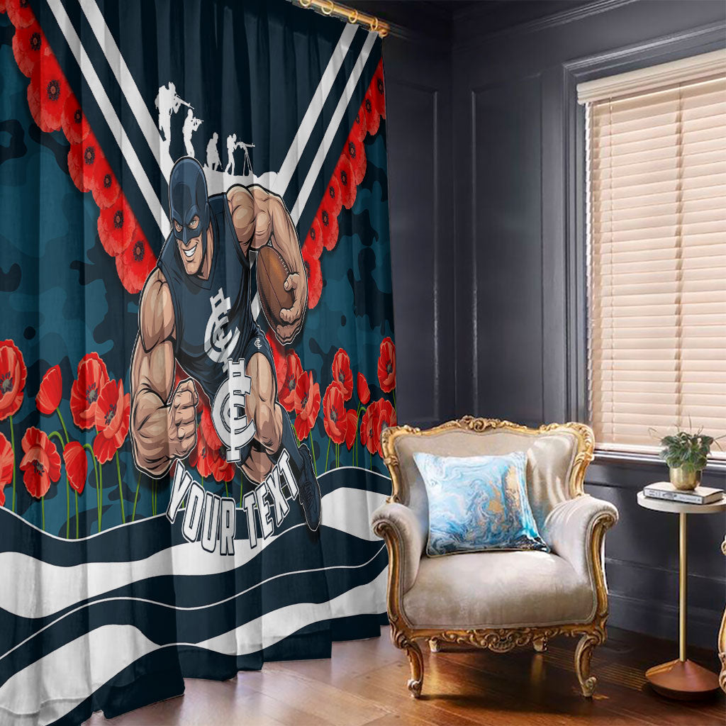 Personalised Carlton Blues ANZAC Window Curtain Military Remembrance Australian Football Mascot Camouflage