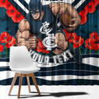 Personalised Carlton Blues ANZAC Window Curtain Military Remembrance Australian Football Mascot Camouflage