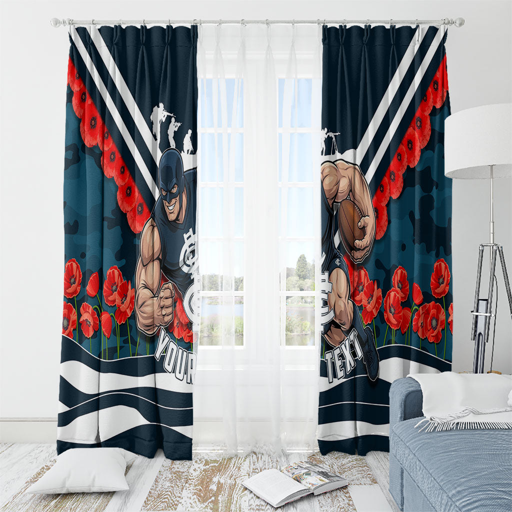 Personalised Carlton Blues ANZAC Window Curtain Military Remembrance Australian Football Mascot Camouflage