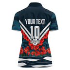Personalised Carlton Blues ANZAC Women Polo Shirt Military Remembrance Australian Football Mascot Camouflage