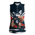 Personalised Carlton Blues ANZAC Women Sleeveless Polo Shirt Military Remembrance Australian Football Mascot Camouflage
