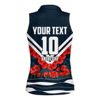 Personalised Carlton Blues ANZAC Women Sleeveless Polo Shirt Military Remembrance Australian Football Mascot Camouflage