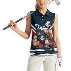 Personalised Carlton Blues ANZAC Women Sleeveless Polo Shirt Military Remembrance Australian Football Mascot Camouflage