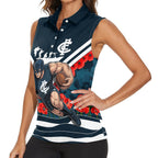 Personalised Carlton Blues ANZAC Women Sleeveless Polo Shirt Military Remembrance Australian Football Mascot Camouflage