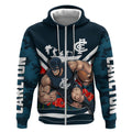 Personalised Carlton Blues ANZAC Zip Hoodie Military Remembrance Australian Football Mascot Camouflage