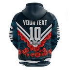 Personalised Carlton Blues ANZAC Zip Hoodie Military Remembrance Australian Football Mascot Camouflage