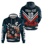 Personalised Carlton Blues ANZAC Zip Hoodie Military Remembrance Australian Football Mascot Camouflage