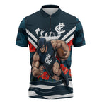 Personalised Carlton Blues ANZAC Zipper Polo Shirt Military Remembrance Australian Football Mascot Camouflage