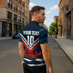 Personalised Carlton Blues ANZAC Zipper Polo Shirt Military Remembrance Australian Football Mascot Camouflage