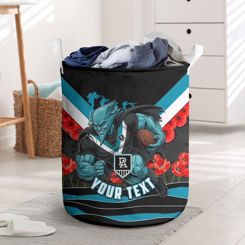 Personalised Port Adelaide Power ANZAC Laundry Basket Military Remembrance Australian Football Mascot Camouflage