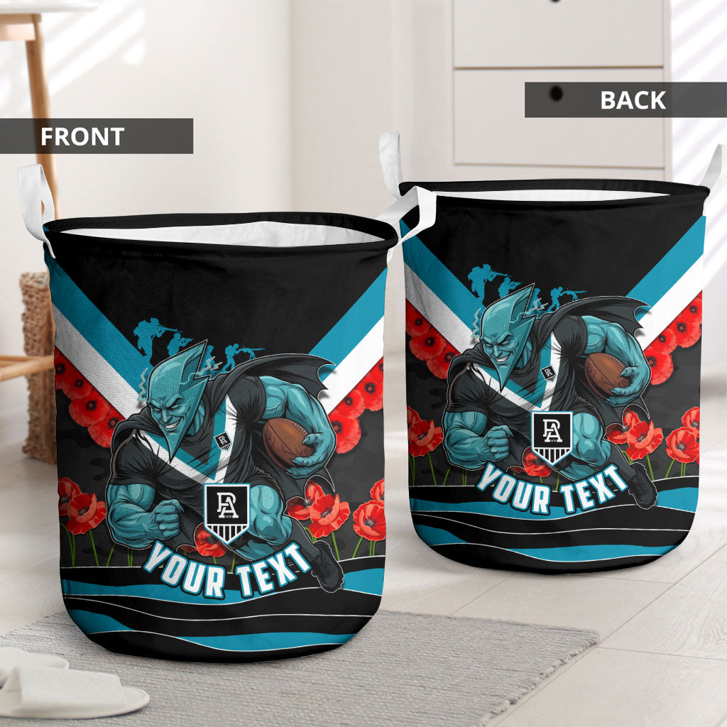 Personalised Port Adelaide Power ANZAC Laundry Basket Military Remembrance Australian Football Mascot Camouflage