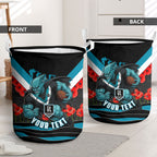 Personalised Port Adelaide Power ANZAC Laundry Basket Military Remembrance Australian Football Mascot Camouflage