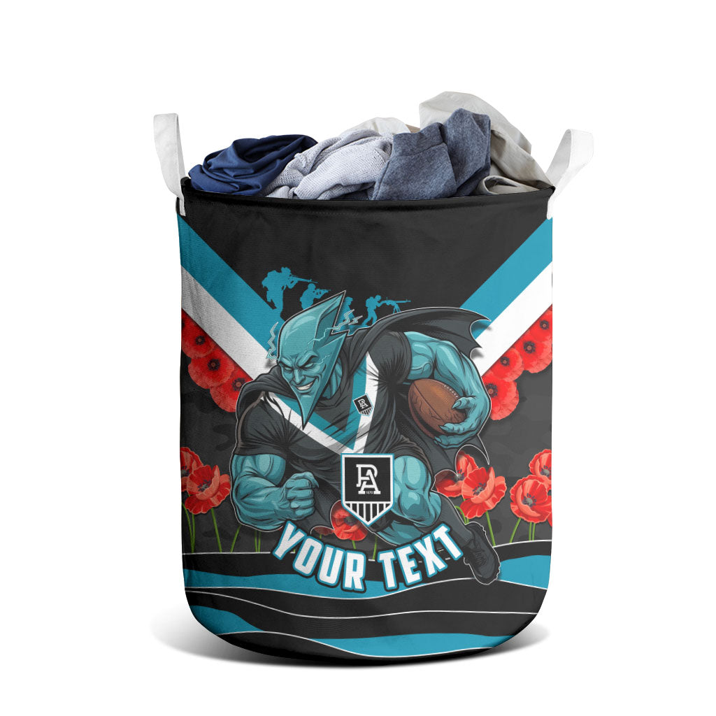Personalised Port Adelaide Power ANZAC Laundry Basket Military Remembrance Australian Football Mascot Camouflage