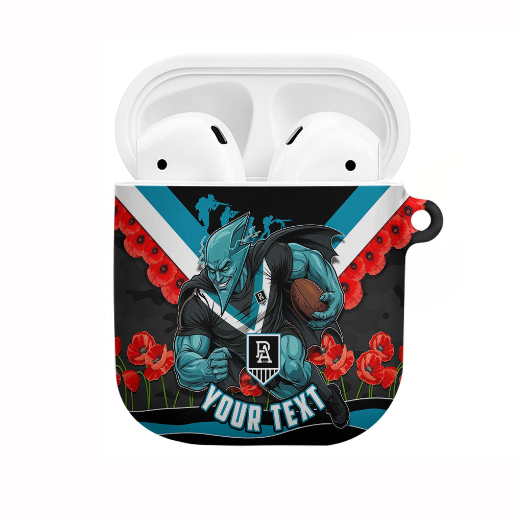 Personalised Port Adelaide Power ANZAC AirPods Case Military Remembrance Australian Football Mascot Camouflage