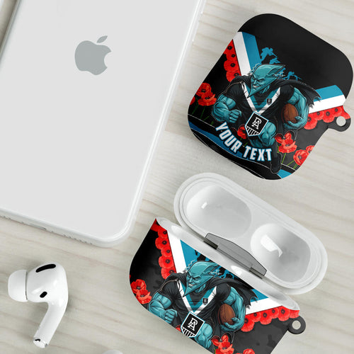 Personalised Port Adelaide Power ANZAC AirPods Case Military Remembrance Australian Football Mascot Camouflage