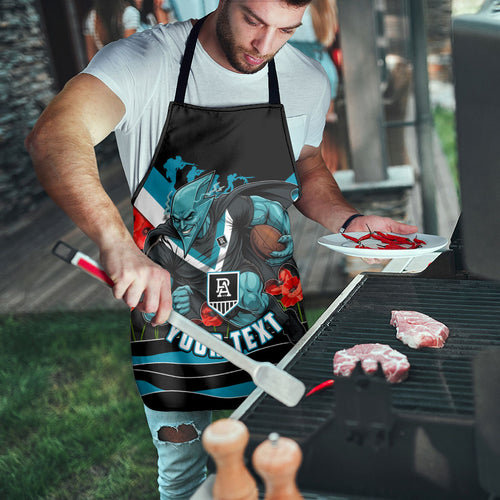Personalised Port Adelaide Power ANZAC Apron Military Remembrance Australian Football Mascot Camouflage