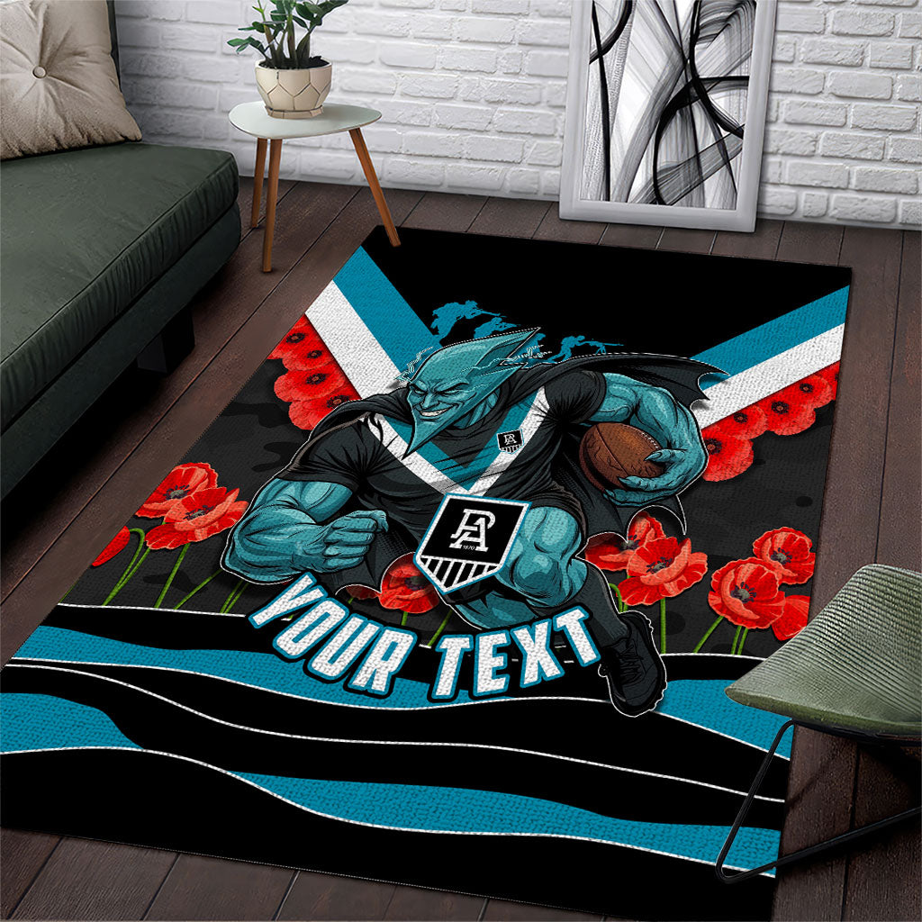 Personalised Port Adelaide Power ANZAC Area Rug Military Remembrance Australian Football Mascot Camouflage