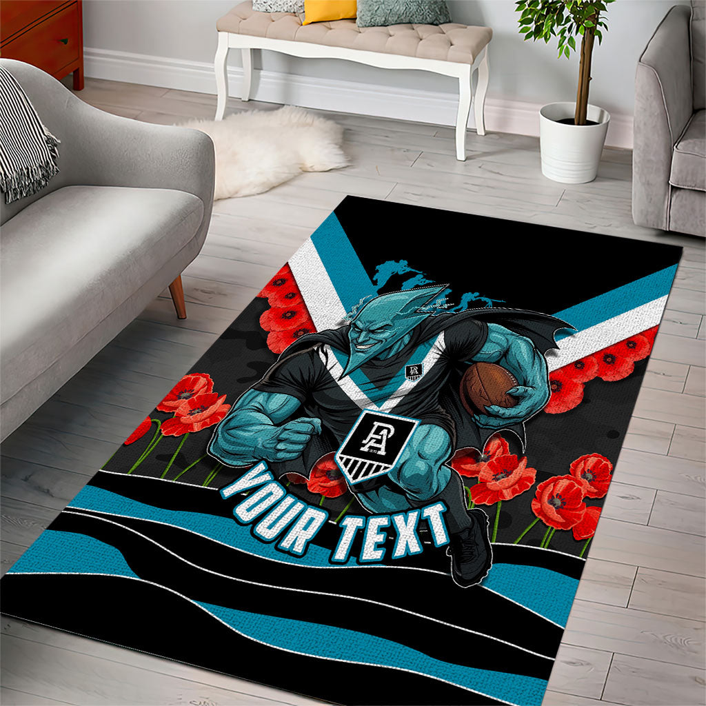 Personalised Port Adelaide Power ANZAC Area Rug Military Remembrance Australian Football Mascot Camouflage