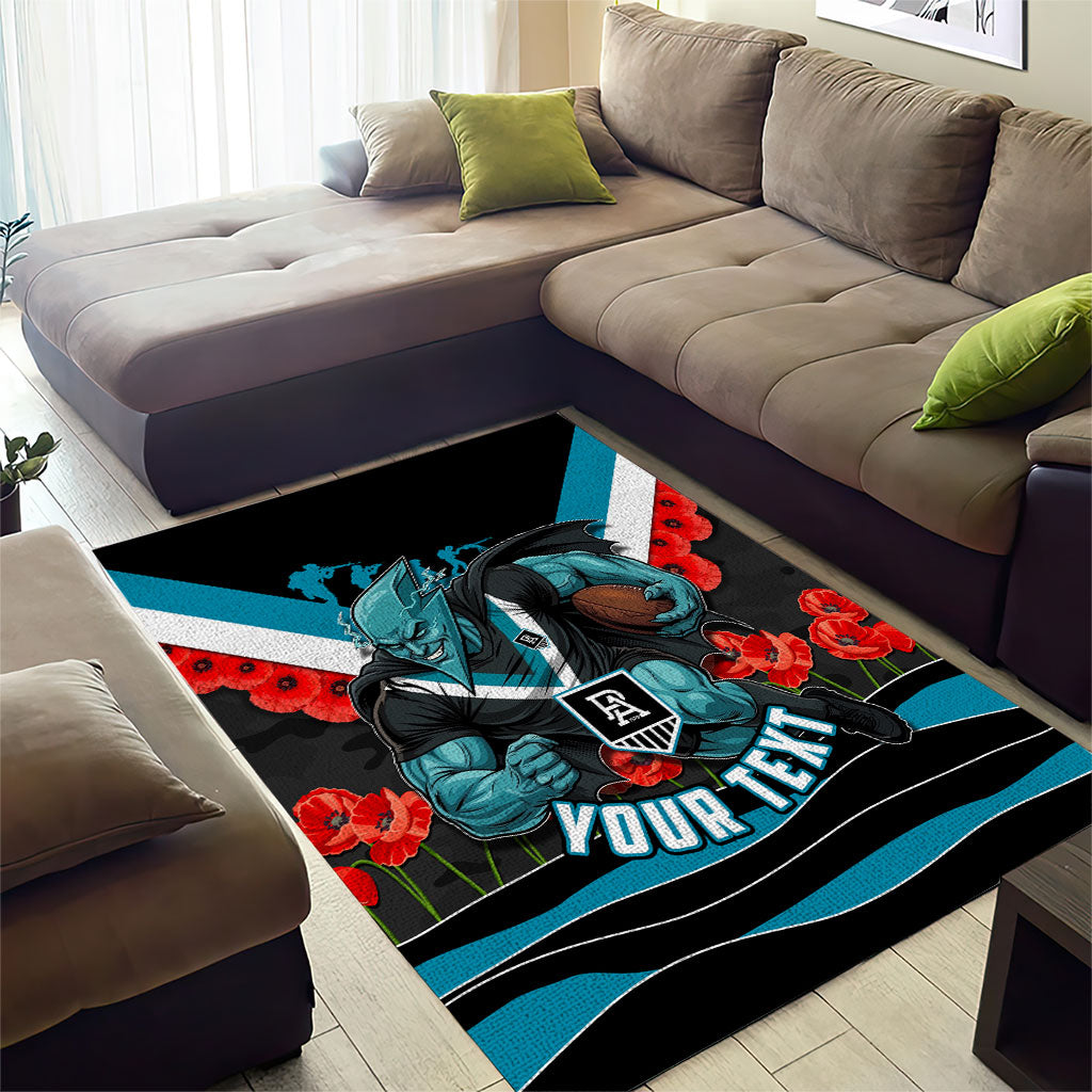 Personalised Port Adelaide Power ANZAC Area Rug Military Remembrance Australian Football Mascot Camouflage