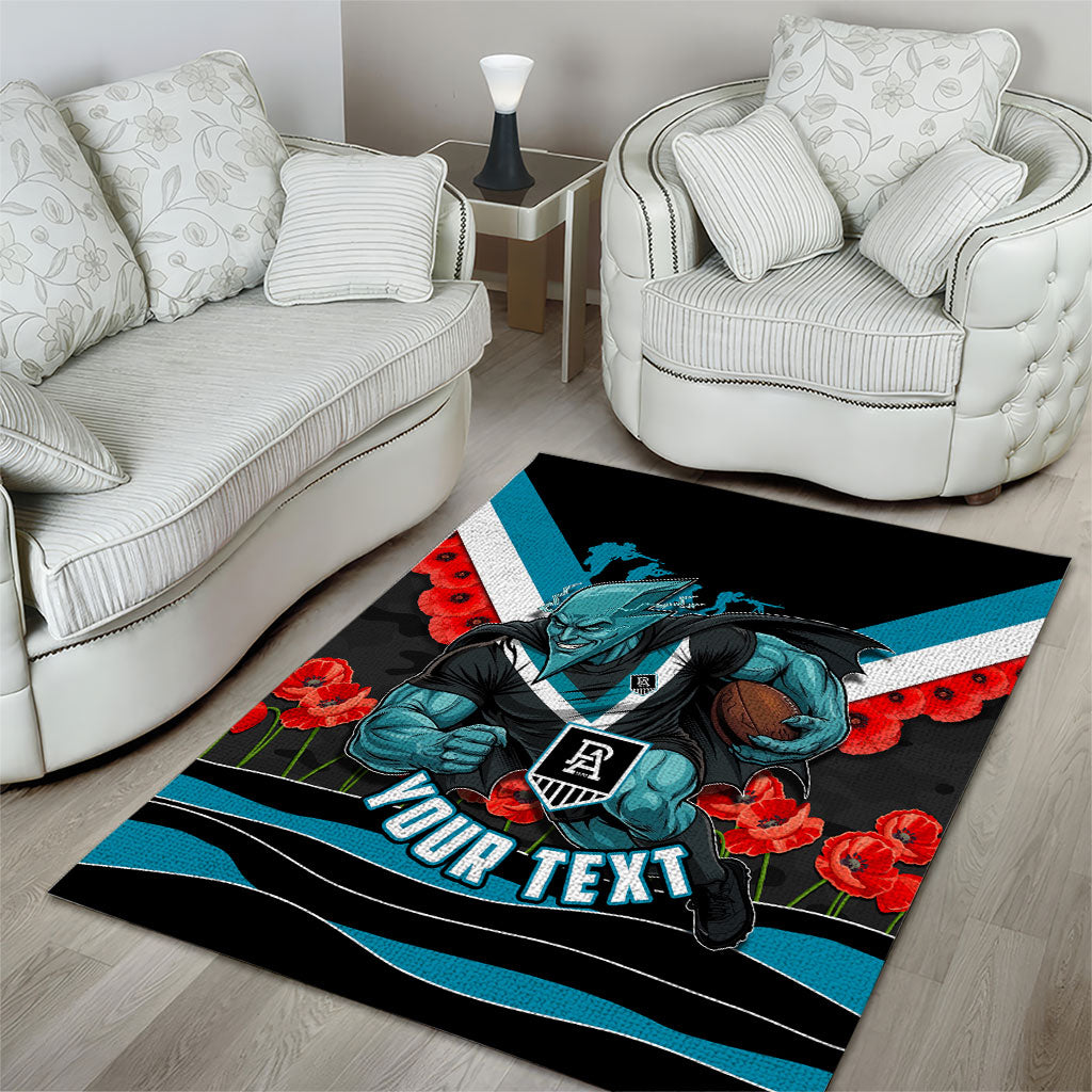 Personalised Port Adelaide Power ANZAC Area Rug Military Remembrance Australian Football Mascot Camouflage