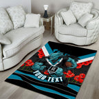 Personalised Port Adelaide Power ANZAC Area Rug Military Remembrance Australian Football Mascot Camouflage